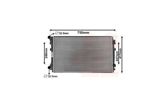 Radiator ronde buizen 1.0 TSi / 1.2 TSi HD / 1.4 TSi / 1.6 TDi HD / 2.0 TDi geschikt voor Golf 7 2012-2017