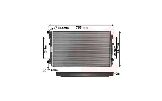 Radiator ovale buizen 1.0 TSi / 1.2 TSi HD / 1.4 TSi / 1.6 TDi HD / 2.0 TDi geschikt voor Golf 7 2012-2017