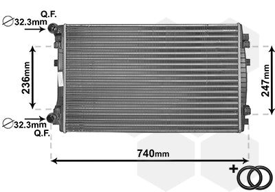 Radiator 1.0 TSi / 1.4 TSi / 1.5 TSi / 1.6 TDi / 2.0 TDi ovale buizen met airco geschikt voor Golf 7.5 2017-2020