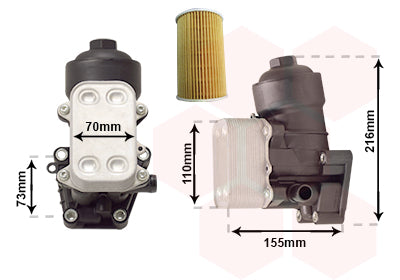 Oliekoeler voor motor 1.6 TDi / 2.0 TDi met filterbehuizing geschikt voor Golf 7 2012-2017