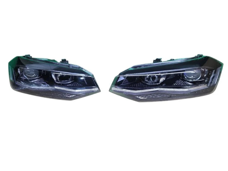 Koplampen LED dynamisch R-line ombouw met showstart geschikt voor Polo 2G 2017-2021
