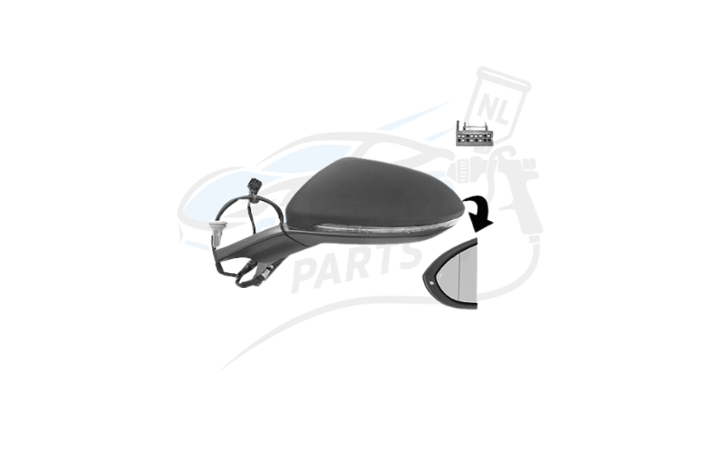 Buitenspiegel elek. volledig links verwarmd zwart asferisch 6 pin geschikt voor Golf 7/7.5 2012-2020