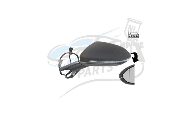 Buitenspiegel elek. volledig links verwarmd zwart asferisch 6 pin geschikt voor Golf 7/7.5 2012-2020