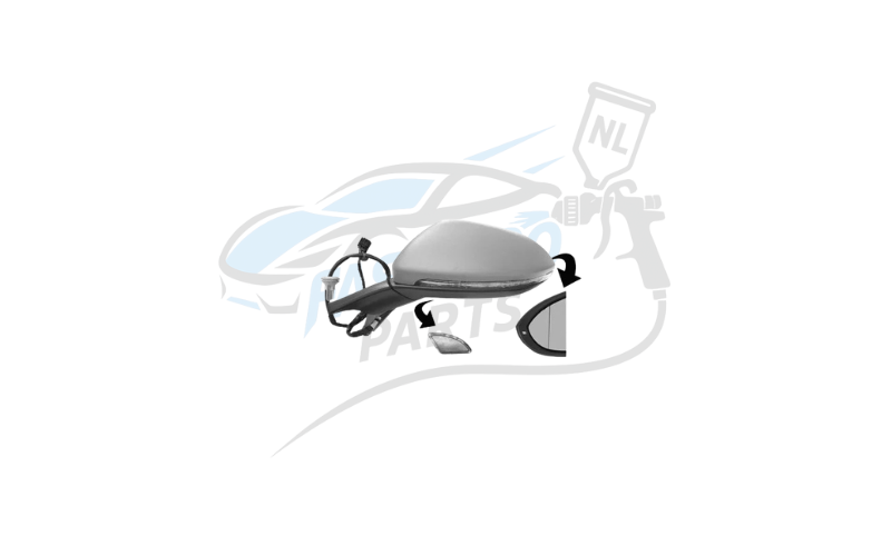 Buitenspiegel elek. volledig links verwarmd primer elek. inklpb. bdmlicht 9 pin asf. geschikt voor Golf 7 & 7.5 2012-2020